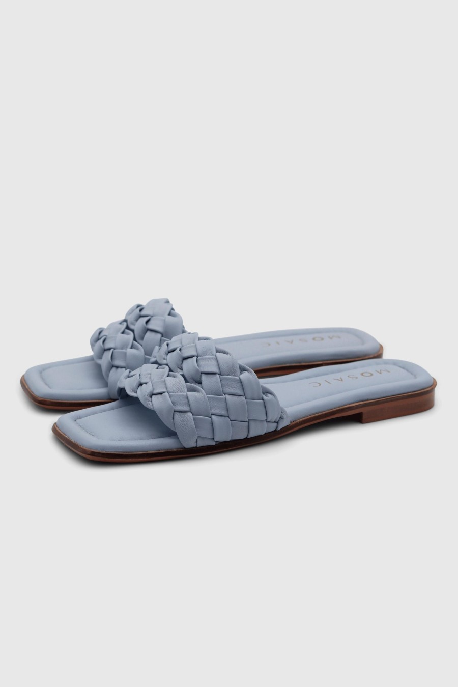 Damen Mosaic Pantoletten & Mules | Braided Slides Sky Blue