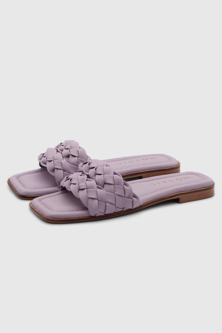 Damen Mosaic Pantoletten & Mules | Braided Slides Lilac