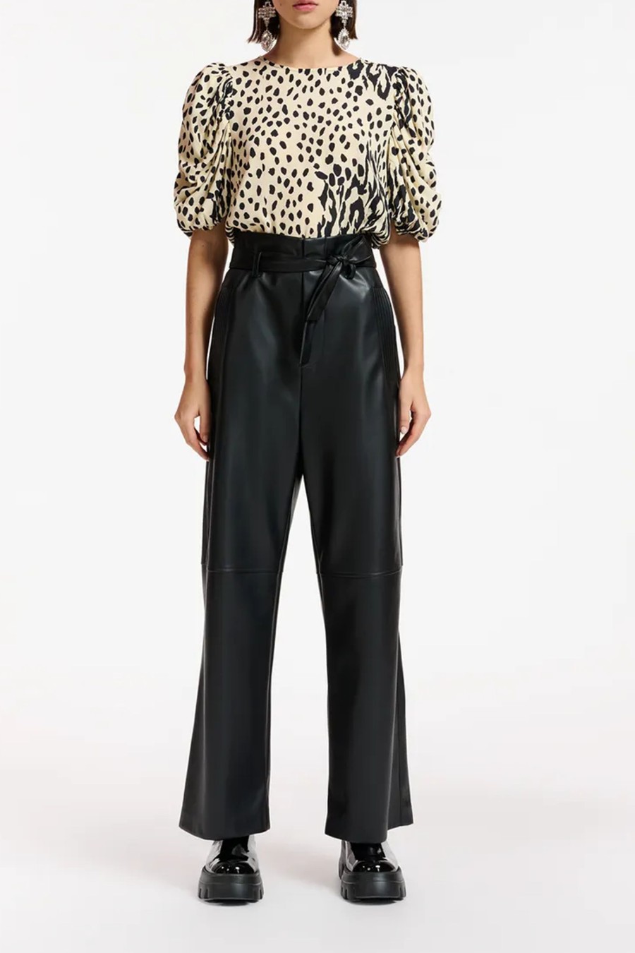 Damen Essentiel Antwerp Hosen & Jumpsuits | Encounter Faux Leather Pants Black