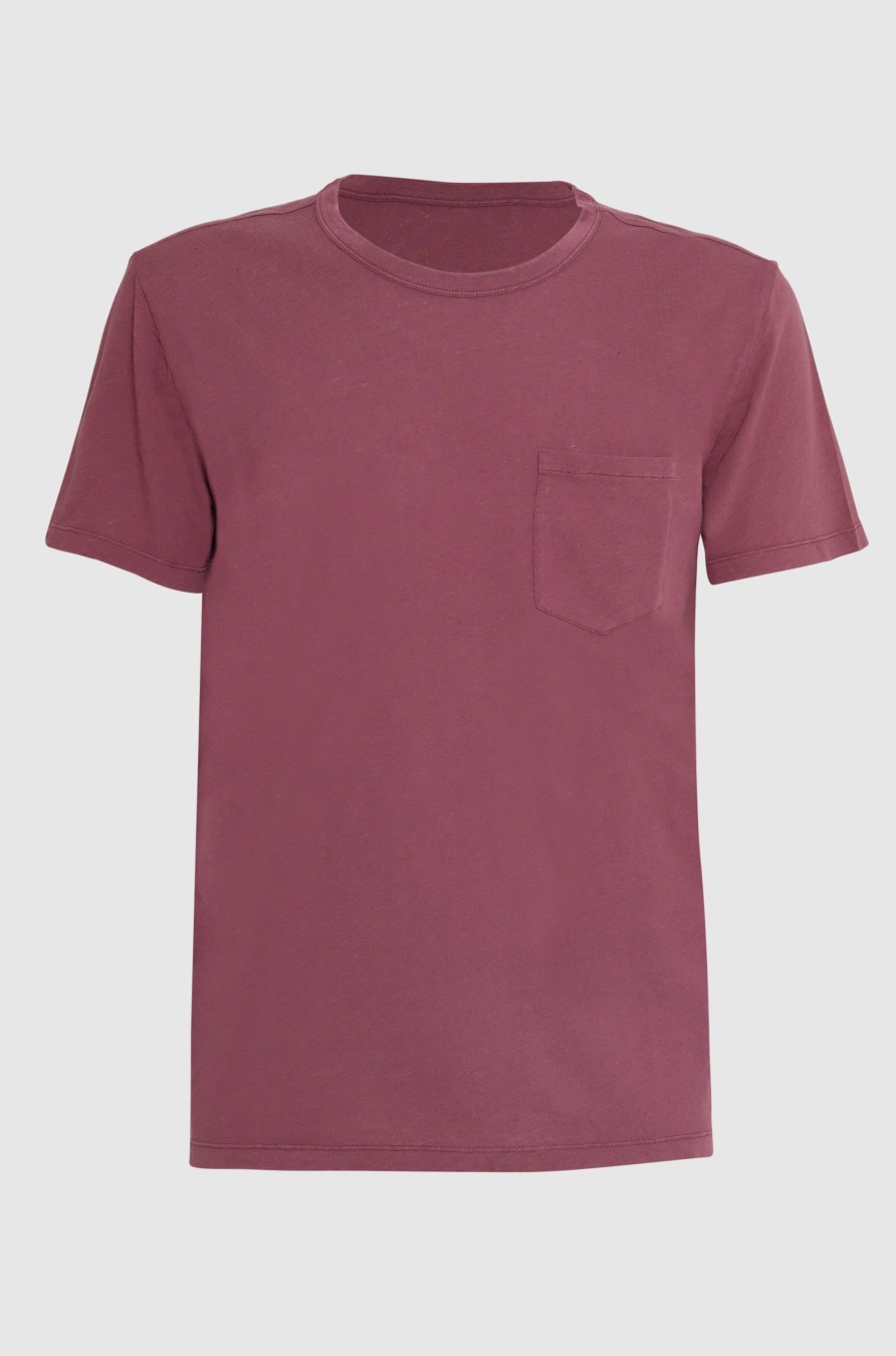 Herren Officine Générale T-Shirts & Polos | Pocket Tee Plumwine