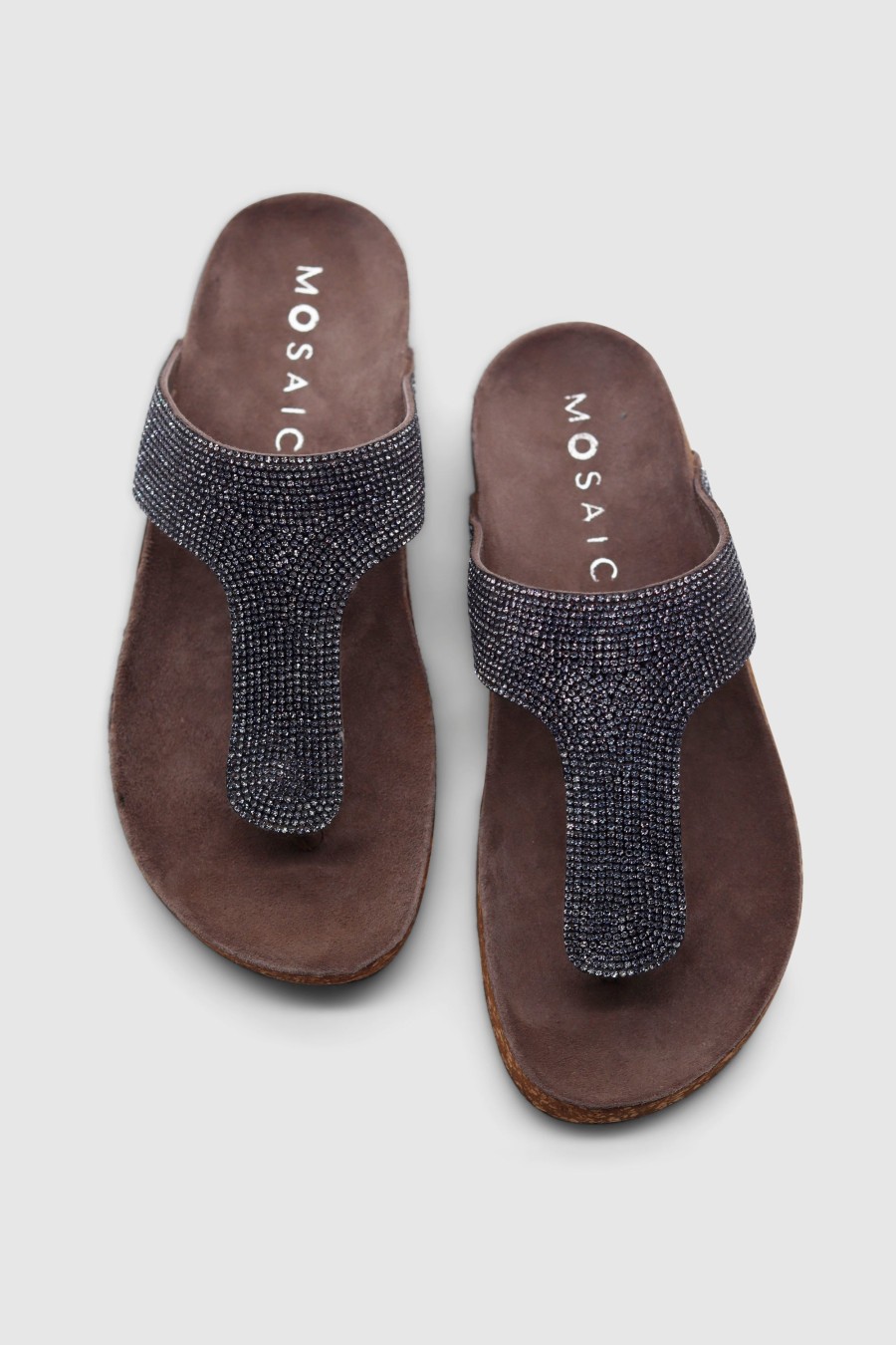 Damen Mosaic Pantoletten & Mules | Dalia Slides Grey Glitter