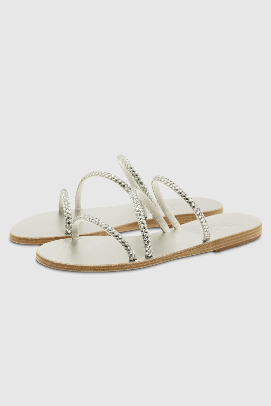 Damen Ancient Greek Sandals Sandalen | Polytimi Sandals Crystals Silver