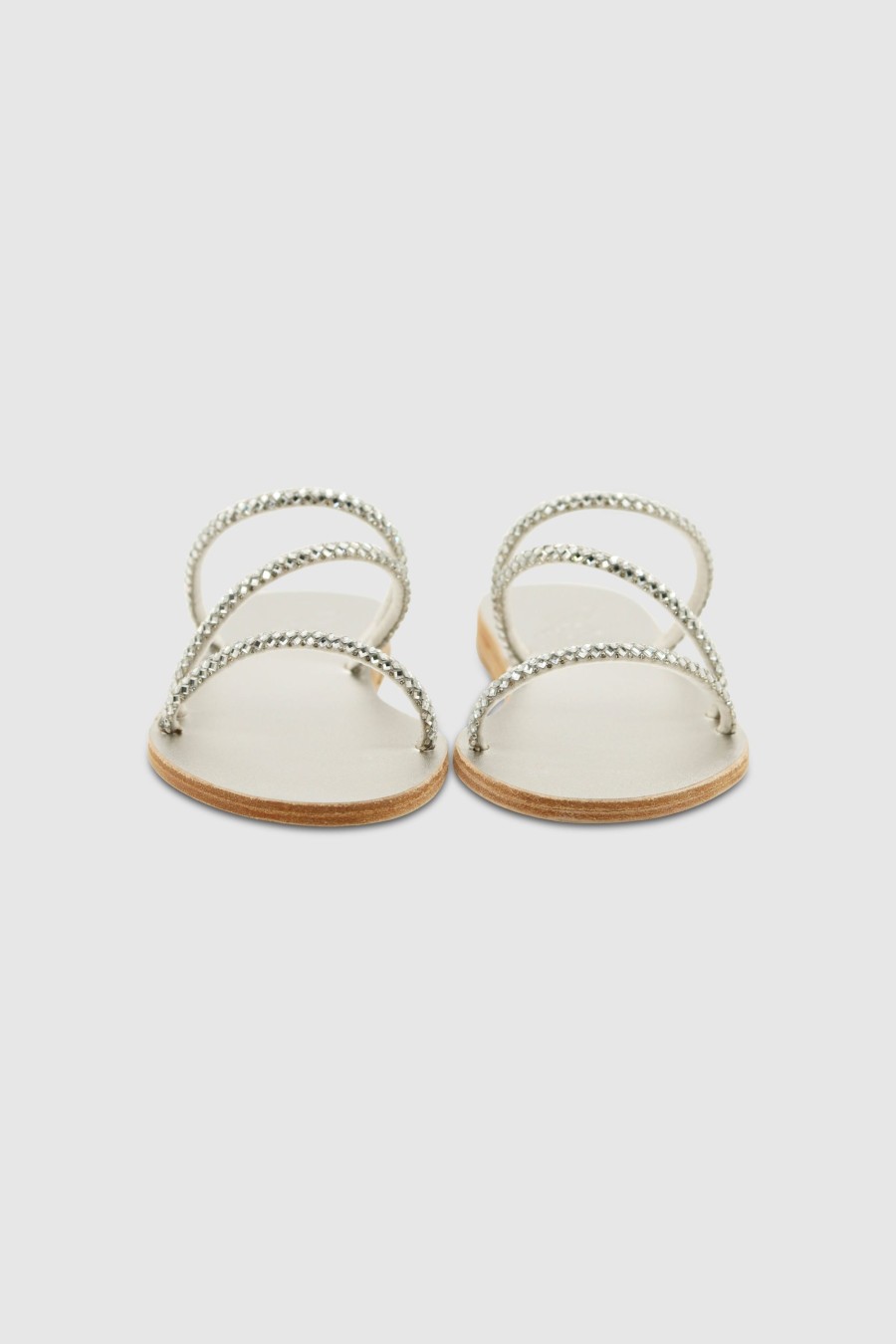 Damen Ancient Greek Sandals Sandalen | Polytimi Sandals Crystals Silver