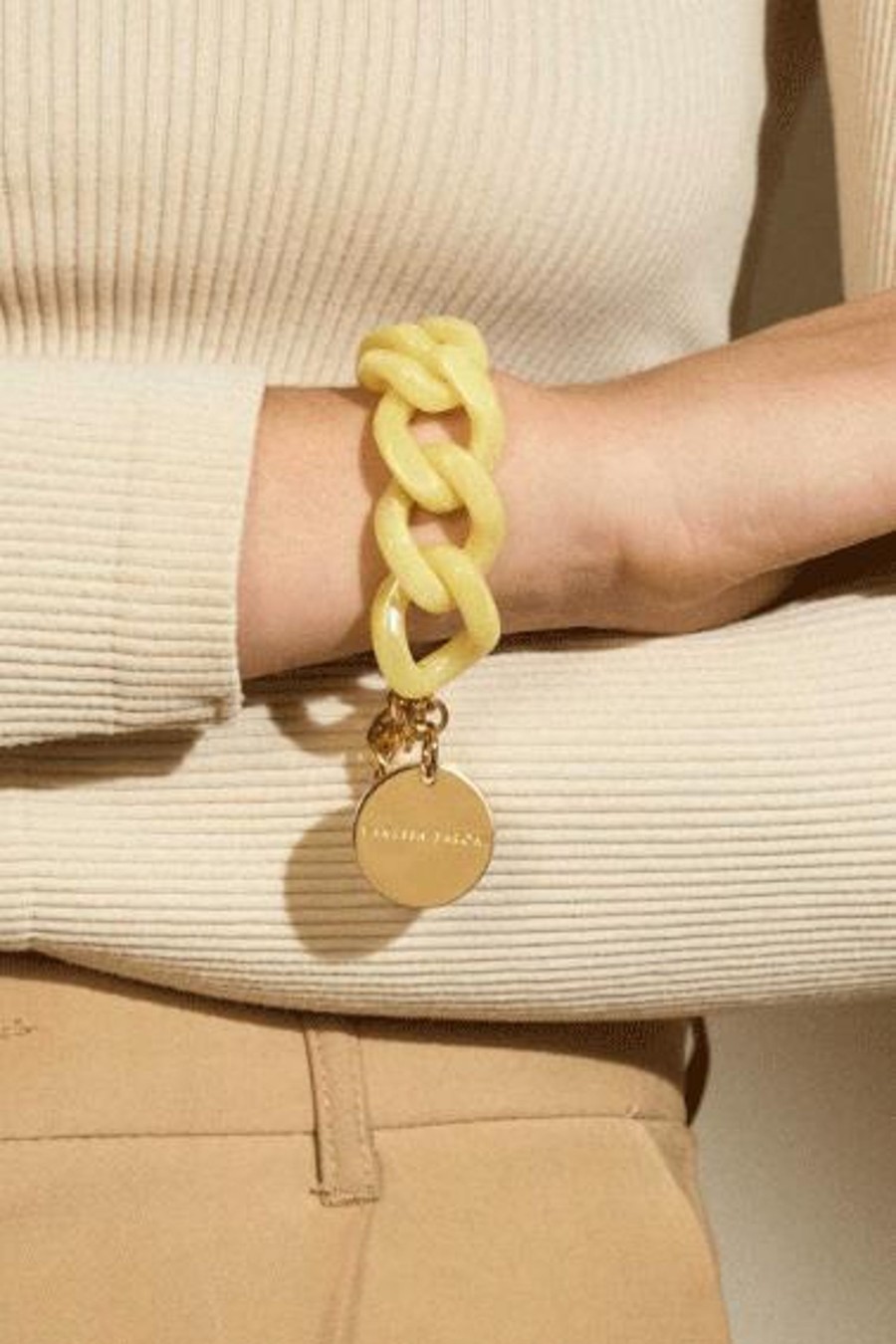 Accessoires Vanessa Baroni Schmuck | Flat Chain Bracelet Yellow Marble