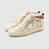 Damen Golden Goose Sneaker | Mid Star Sneaker Silver/ Violet/ White/ Ecru/ Platinum