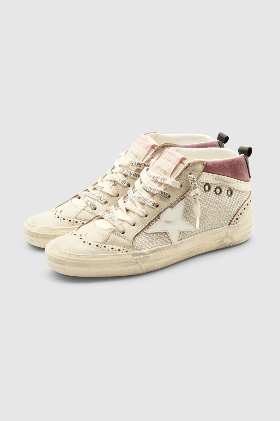 Damen Golden Goose Sneaker | Mid Star Sneaker Silver/ Violet/ White/ Ecru/ Platinum