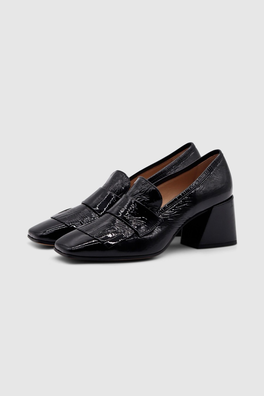 Damen Pomme D'Or Pumps | New Amy Heel Loafer Naplak Nero