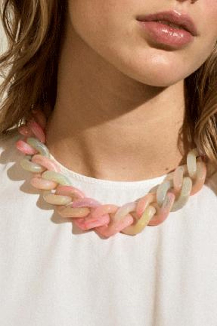 Accessoires Vanessa Baroni Schmuck | Flat Chain Necklace Neon Rainbow