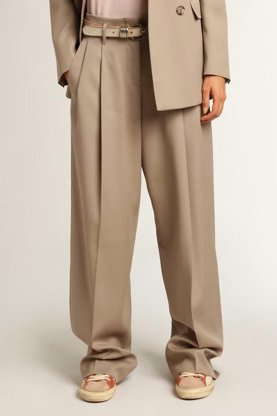 Damen Golden Goose Hosen & Jumpsuits | Wide Leg Pants Roasted Cashew